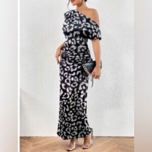 SHEIN One Shoulder Black and White Dress